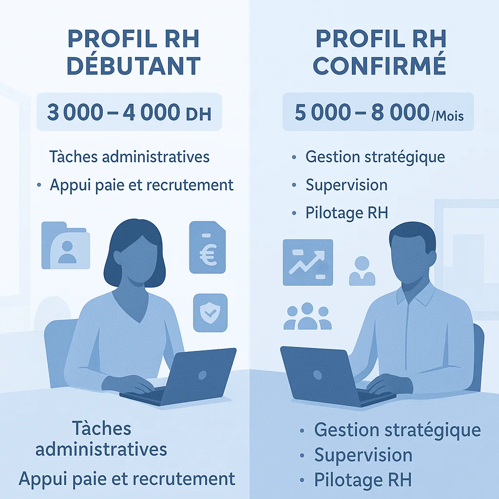 Ressources humaines salaire | Différences entre profils débutants et confirmés
